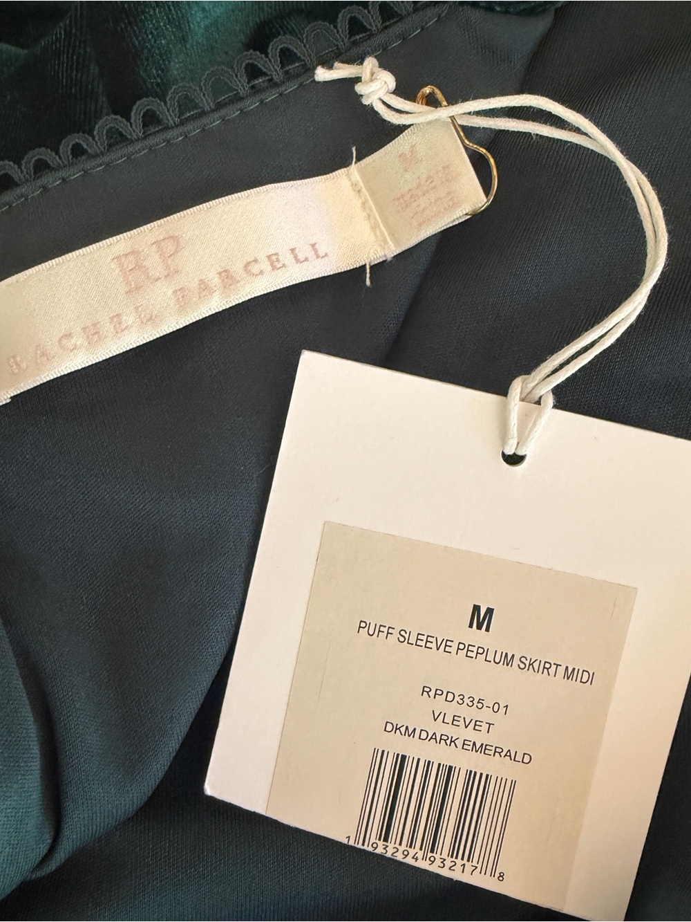 Rachel Parcell Puff Sleeve Velvet Midi Dress Ruffle M $188 NWT Victorian Goth - Picture 6 of 10